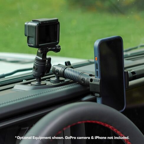 حامل الهاتف الخلوي Bulletpoint Metal Dash Mount + حامل كاميرا الحركة متوافق مع 2024+ Jeep Wrangler JL / 4xe & 2024+ Jeep Gladiator Dual 20mm Ball Mount (جانب الركاب) in Kuwait