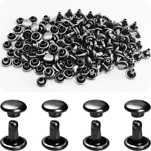 Pson 200pcs 6mm/0.23 بوصة مسامير مدورة مزدوجة ، مسامير جلدية فضية ، مسامير معدنية أنبوبية للحرف الجلدية ، الملابس ، الأحذية ، حقيبة ، إصلاح الحزام ، الديكور ، طوق الحيوانات الأليفة in Saudi Arabia