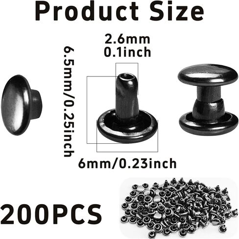 Pson 200pcs 6mm/0.23 بوصة مسامير مدورة مزدوجة ، مسامير جلدية فضية ، مسامير معدنية أنبوبية للحرف الجلدية ، الملابس ، الأحذية ، حقيبة ، إصلاح الحزام ، الديكور ، طوق الحيوانات الأليفة in Saudi Arabia
