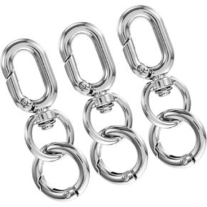 3PCS Double Opening Swivel Clasp Clips, Metal Swivel Spring Snap Hooks Keychain Clips for DIY Crafts, Jewelry Lanyards, Bags, and Belts Swivel Keychain Clasps