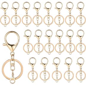 20pcs Lobster Claw Clasps Hook, Metal Swivel Snap Hooks and Key Rings, Small Lobster Claw Keychains Clasps with Flat Split Keychain Ring. Open Jump Ring for DIY Key Chain Craft Jewelry Making