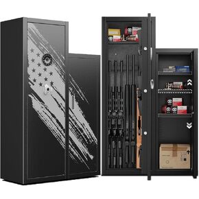 KAER 8-10 Gun Safe, Large Gun Safe for Rifles and Pistols, Quick Access Home Gun Rifle Safe and Storage Gun Locker Cabinet with 4 Pistol Pouches and Removable Shelf for Shotgun, Firearm, Ammo