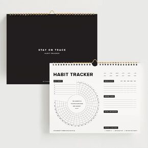 Stay on Track Habit Tracker Wall Calendar – Daily, Weekly & Monthly Habit Journal for Goal Setting & Productivity – Undated Spiral Planner by ThreeKin Collective