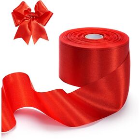 Satin Ribbon 2 Inch x 50 yd Red Ribbons for A Grand Opening Bow Wedding Gift Wrapping Christmas Festival Decor
