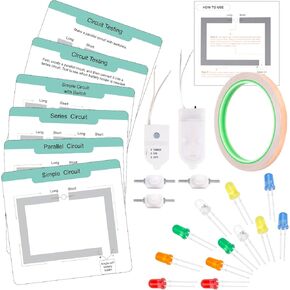 Paper Circuits Kit for Kids, STEM Electric Circuit Kit, Child-Friendly Paper Circuit Board, Led Light Diodes, Copper Foil Tape, Educational STEM Toys Science Experiments Kit for Kids 8-12