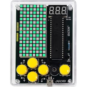 7 Retro Classic Pixel Game Maker DIY Soldering Project Game Console Kit Electronic Practice Solder Soldering Kit and Case, Idea for STEM Education Friends Gifts (Green)