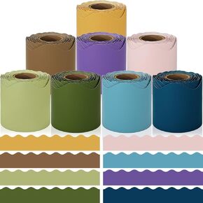Bulletin Board Borders, 8 Rolls 262.4 Ft Bright Scalloped Bulletin Borders, Colorful Bulletin Board Decorations for Classroom Chalkboard Wall, School Whiteboard Trim DIY, Home, Office, Posters & Party