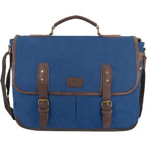 Canvas Messenger Bag, Laptop Briefcase with Shoulder Strap