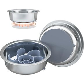 Stainless Steel Dog Bowls with Suction Base 2 Pack,Non-Slip Pet Food and Water Bowls Set with One Slow Feeder Insert for Tile/Hardwood/Smooth Floors