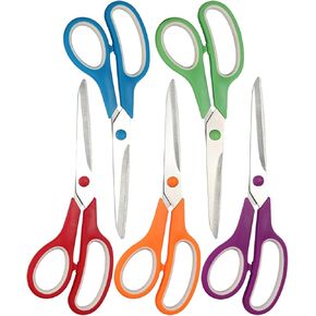 5-Pack Stainless Steel Scissors Set with Titanium Coating - Sharp Office, Home, Kitchen, Sewing, Craft Scissors with Comfort Grip