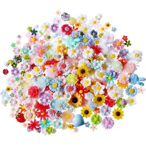 150 Pcs Flatback Resin Daisy Flower Charms, Mini Colorful Flowers Epoxy Beads Embellishment Cabochons Charms for Jewelry Making Scrapbooking Sunflower Slime Charm Hair Clip Phone Case Decor