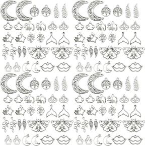 Youdiyla 80Pieces Dragon Claw Pearl Series Antique Silver Pendant Jewelry Making DIY Keychain Earrings Pendant Various Design Charms for Jewelry Making Bracelets Necklace (SN278)