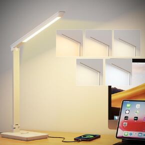 مصباح مكتب LED مع منفذ شحن USB ، 14W 900LM قابلة للوقوع في العين ، ضوء مكتب القراءة للعيون لتصوير خالية من الإضاءة و 5 أوضاع الإضاءة ، 9 سطوع اللمسات المكتبية لللمس ضوء للقراءة ، المكتب ، صياغة ، صياغة