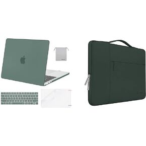 Moseso متوافق مع MacBook Pro 13 بوصة Case 2016-2020 A2338 M1 A2289 A2251 A2159 A1989 A1706 A1708 ، حالة البلاستيك وحقيبة حقيبة حقيبة ومفاتيح متعددة الوظائف وحماية الشاشة وشروط الشاشة ، منتصف الليل الأخضر.