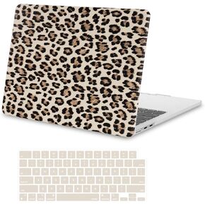 MOSISO Compatible with MacBook Air 13 inch Case 2025-2022 M4 A3240 M3 A3113 M2 A2681, Anti-Fingerprint PU Leather Coated Hard Shell&Keyboard Cover for MacBook Air 13.6 inch Case, Brown Feline Print
