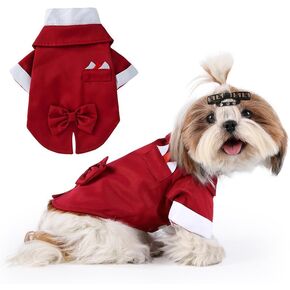 Norbi Dog Tuxedo Suit for Medium Dogs Bow Tie Wedding Outfit Prince Formal Party Tuxedo Pet Costume Black S