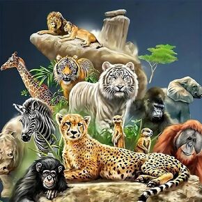 CXYQLC DIY 5D مجموعات الطلاء الماس للبالغين ، أسود فن الماس ، Tigher & Animals Paint Class