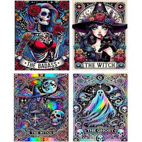 CSZPPQAF 5D Diamond Art Kits for Adults, 4 PCS Ghost Witch Skull Diamond Painting Kits for Adults Beginner, 5D DIY Full Drill Diamond Dots Paint by Diamonds Gem Painting for Home Decor 9.8x13.7Inch