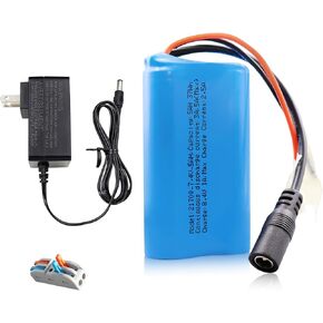 KBT 7.4V 5Ah Rechargeable Li-ion Battery, Bare Leads Wire Replacement Battery Pack with Charger Compatible for RC Car, Boat, Robot, DIY, LED Light Kit
