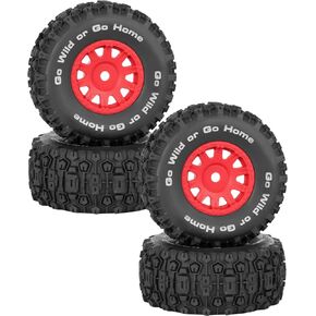 RC Tire Set for 1/14 Mojave Grom,Wheels and Tires Rubber Tire Tyre Short Course Truck Tires Front/Rear Tires w/Plastic Wheels,4pcs,Black