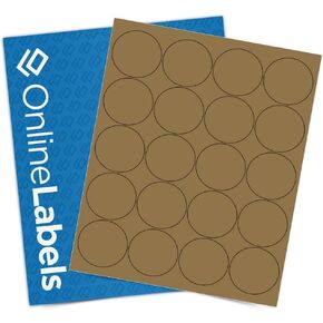 2 Inch Brown Kraft Round Labels - Pack of 2,000 Circle Stickers, 100 Sheets - Inkjet/Laser Printer - Online Labels - Candle Labels