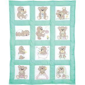 Jack Dempsey Needle Art Teddy Bears 9" Nursery Quilt Blocks