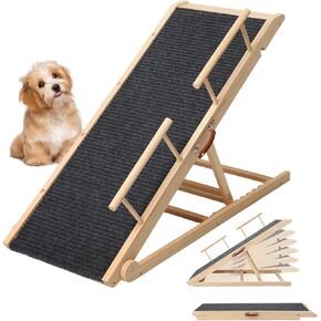 𝐔𝐩𝐠𝐫𝐚𝐝𝐞𝐝 Dog Ramp for Bed, 46" Foldable Pet Ramp for Small Large Dogs, Dog Ramps for High Beds 30inches Tall, High Traction with Platform 6 Adjustable Heights 15.7"-28" Up to 200LBS