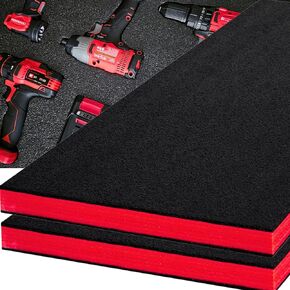 Tool Box Foam, 2Pack 54x30x2 inch, Foam Inserts for Cases, Polyethylene Storage Sheets for Toolbox Hard Case, Tool Shadow Insert, Kaizen Organizer Sheet