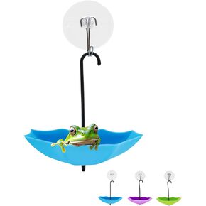 3 Pack Plastic Umbrella Decorations with Suction Cups, Frog Habitat Platform, Reptile Decorations for Terrarium, Frog Tank Accessories, Terrarium Decor for Tree Frog, African Dwarf Frog, Toad