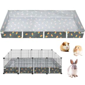 Guinea Pig Cage Liner, Rabbit Cage Liner with Carrot Pattern 24" X 48" Water-Resistant and Washable Guinea Pig Liner for Hamster, Hedgehog, Ferrets and Other Small Pet (Dark Green)