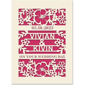 EDSG Personalized Wedding Card for Lover Couples Wedding Greeting Card Gifts Wedding Memory Keepsake Greeting Card for Girl Women Wife Her Anniversary Card for 65th 16th with Envelopes(Gray)