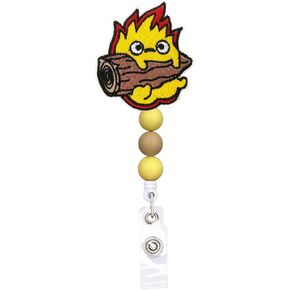 Anime Fire Badge Reel Badge Reels Retractable, Silicone Beaded, with Alligator Clip, 24 inches Thick Pull Cord