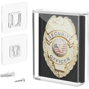 Acrylic Badge Display Case, Dustproof Badge Collection Display Box, Shadow Box for Policeman, Fire Badges (1 Pc)