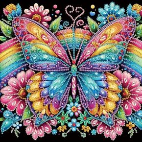 Flower Diamond Art Kits for Adults,Butterfly Diamond Art Diamond Painting Kit,5D Diamond Painting DIY Full Drill Diamond Dots Diamond Painting with Tools,Gem Craft for Home Wall Decor 13.7x13.7in