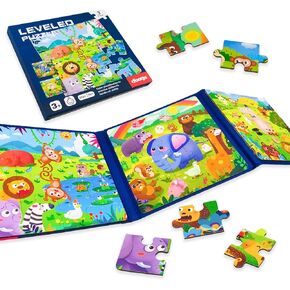 Magnetic Puzzles Travel Toys for Kids 3 4 5 Years Old Toddlers, Car Games Activities Magnets Books