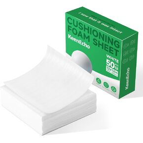 Cushioning Foam Sheets 12"x12" 50 Pack - Compostable 1/9" Thick Protective Foam Wrap for Fragile Items, Glassware, Dishes | Moving Supplies & Shipping Packing Material