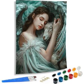 SKRYUIE Paint by Numbers Kits for Adults Angel, Acrylic Oil Christ Paint by Numbers for Adults Beginner Canvas with Brushes Paintwork Art Crafts for Home Decor 16x20 inch x18