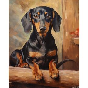 VNUIEHG DIY Paint by Numbers on Canvas, Long Dachshund, DIY Canvas Oil Painting Kit for Adults for Bedroom Office Arts Craft Decor, 40x50cm
