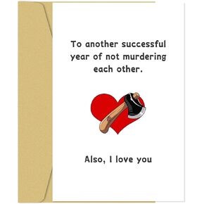 Funny Birthday Card for Husband Wife, Humorous Birthday Card for Him Her, Naughty Anniversary Card for Women Men, To Another Successful Year of Not Murdering Each Other