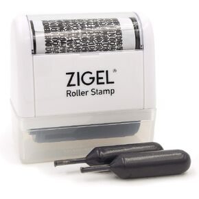 ZIGEL Identity Theft Protection Stamp - Roller Stamp with Two Replacement Ink Tubes