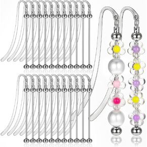 24 Pcs Beadable Bookmarks DIY Metal Blank Bar Bookmark Silver for Beads DIY Bookmarks Craft Jewelry Pendant Charm Gift for Book Lovers Student Teacher Office Supplies