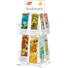 Marsui 2 Tier Rotating Bookmark Display Stand, 4 Sided Bookmark Sticker Holder, 360° Rotating No Assembly Required Clear Acrylic Sticker Holder for Vendors, Retail, Showcase, Tradeshow, 12.6" x 5.9"