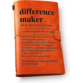 NGAEAK Difference Maker Leather Journal Notebook Gifts, Thank You Gifts for Boss Leader Mentor Coworker Teacher Difference Maker Definition Engraved Leather Travel Journal Embossed Writing Journal