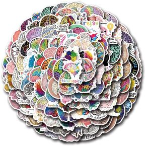 120 Pieces Colorful Brain Sticker Pack | Brain Vinyl Stickers for Scrapbook,Journaling,Laptop,Bumper,Skateboard,Water Bottles,Computer,Phone,Cartoon,Hard hat,Car Sticker