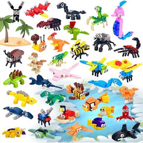 36 Packs Small Animal Mini Building Blocks Set Party Favors for Kids 4-8, Goodie Bags Stuffers for Kid, Prize Box Toys for Kids Classroom