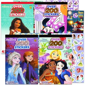 Mega Disney Sticker Set for Girls - Bundle with Over 800 Disney Stickers Featuring Princesses, Frozen, Minnie Mouse, and Stitch | Bulk Disney Stickers for Kids