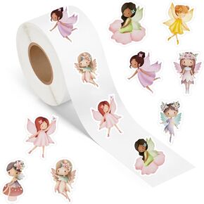 500 Pcs Cute Fairy Stickers Roll for First Birthday Party Decorations Supplies Favors Waterproof Decals Envelope Bottles Laptop Scrapbook DIY Craft School Teacher Classroom Reward