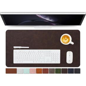 Distressed Leather Desk Mat - Non-Slip PU Desk Pad for Office and Home - Desk Organization and Accessories - Ideal for Large Mouse Pad and Desk Mats on Top of Desks(Espresso,27.6"x 13.8")