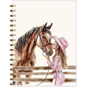 Farmhouse Western Spiral Notebook 5.5x8.3, Cowgirl with Horse Journal, Horse Lover Gifts Journals for Writing, Western Office Supplies, Retro Country Cowgirl Notebooks for Note Taking