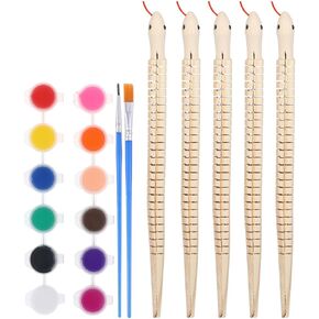 JOINPAYA 5pcs Wood Unfinished Snake Set: 11.79in Flexible Wiggly Painting Wooden Animal Articulated Fake Snake Model Crafts for Party Decorations